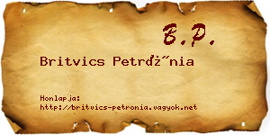 Britvics Petrónia névjegykártya